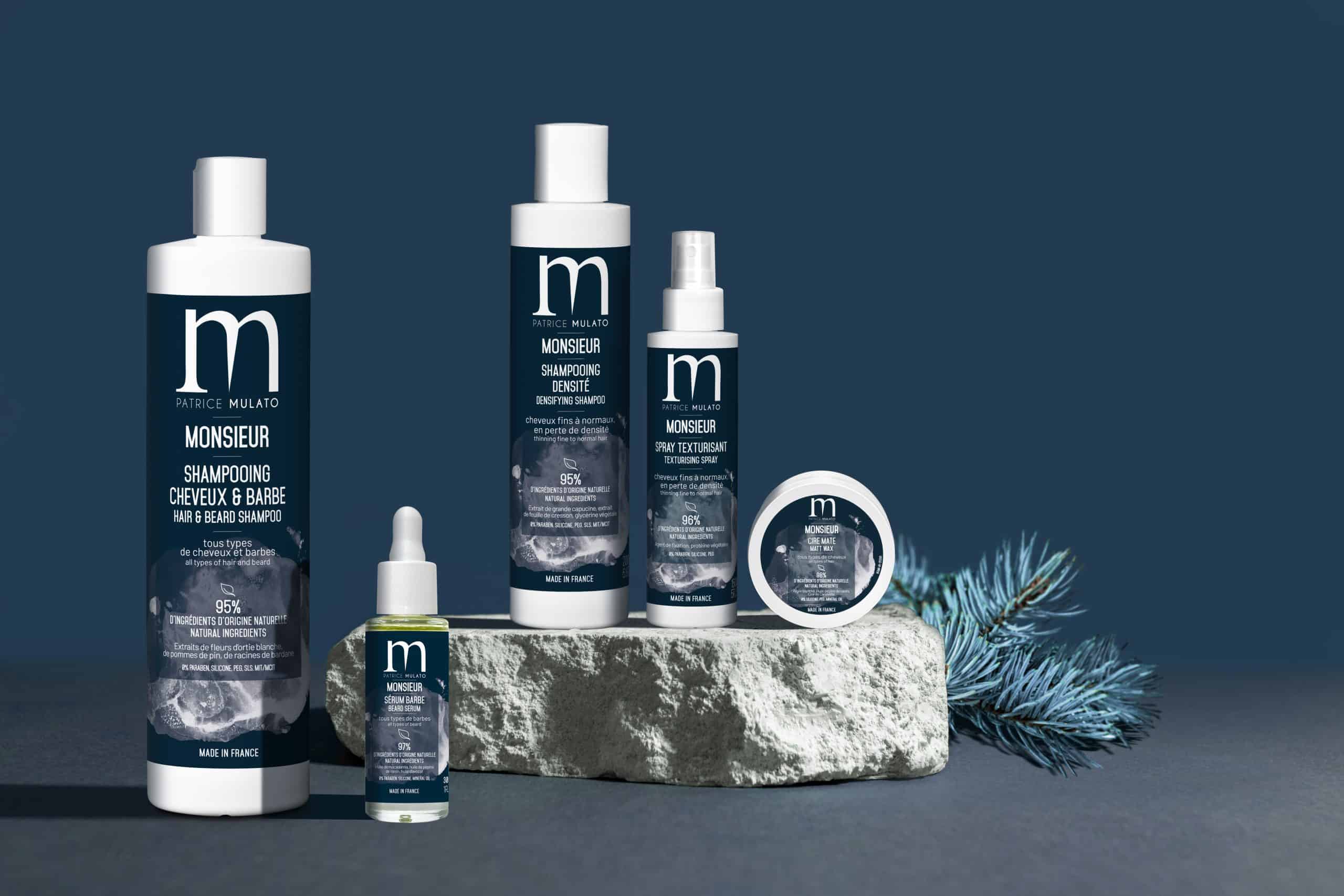 Composition of white stone on green background. Abstract podium for organic cosmetic products. Natural stand for presentation and exhibitions.
