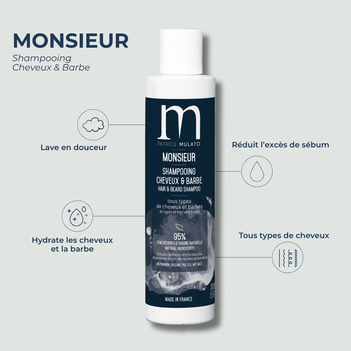 Shampooing cheveux & barbe - claims