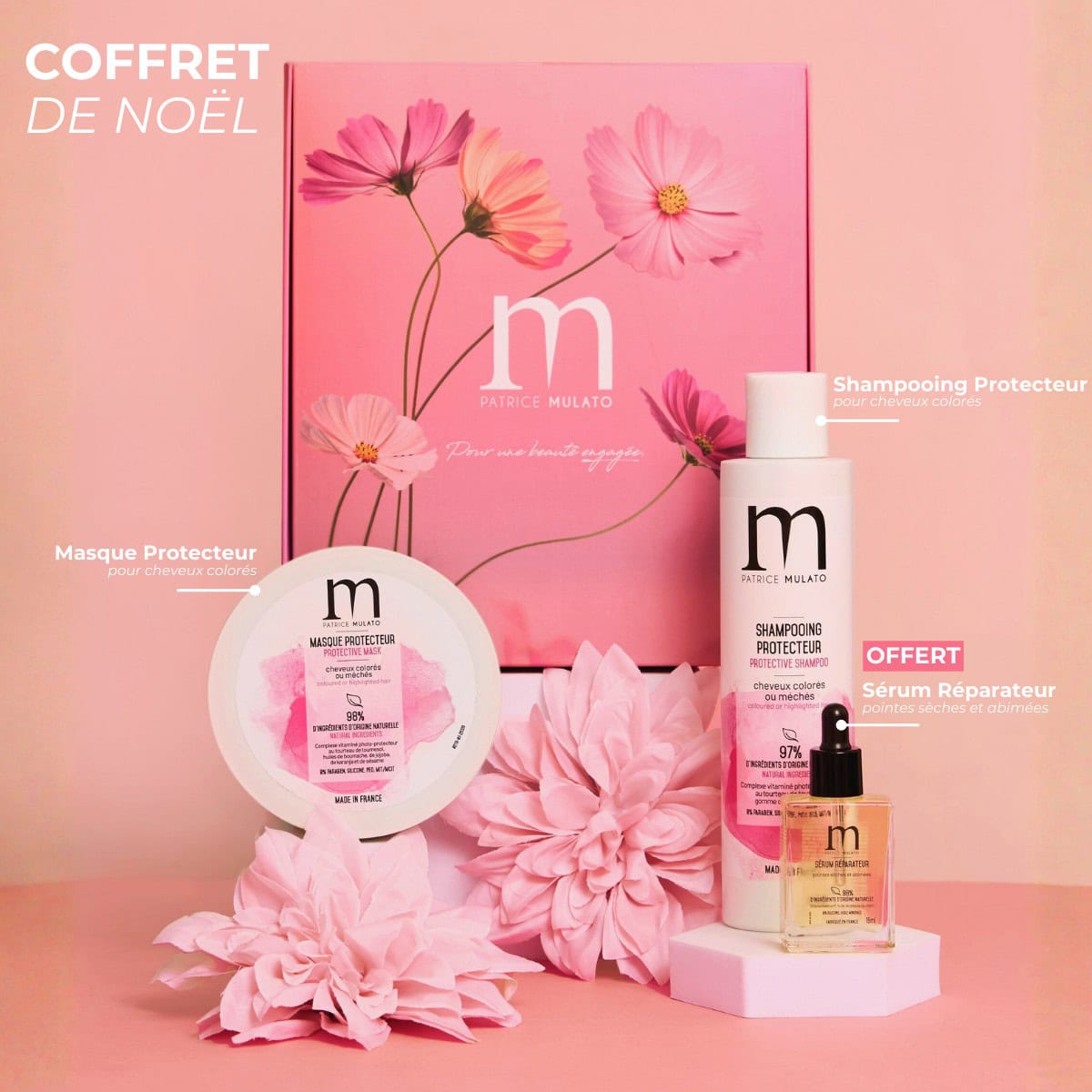 Gamme coffrets de noël cheveux colorés et cheveux secs